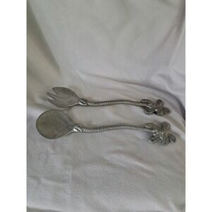 VTG Salad  Serving Fork Spoon Palm Tree‎ Coconut Mariposa Heavy Cast Aluminum